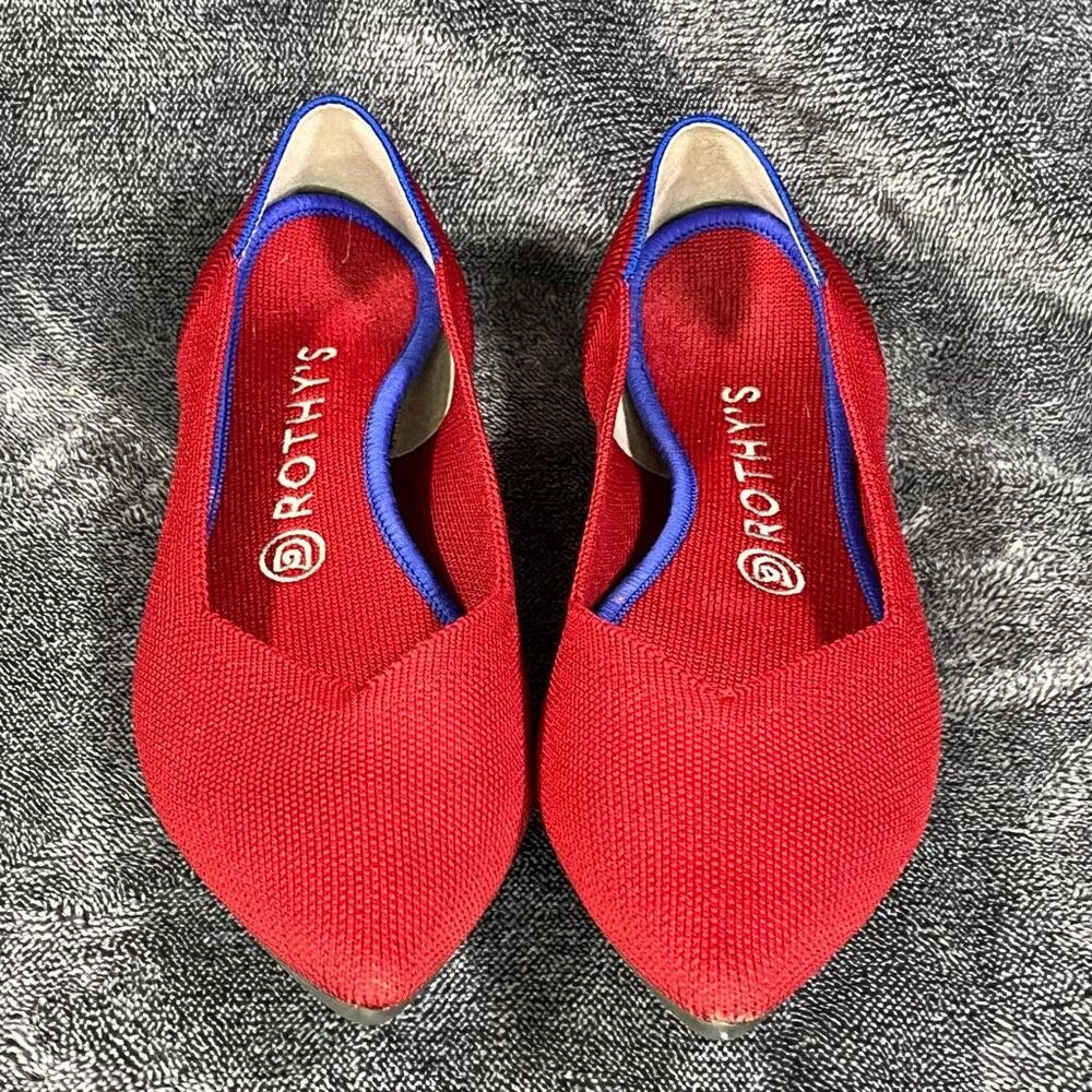 Rothy’s The Point Red Classic Flats | Washable Knit Shoes | Women’s 8.5 - Picture 2 of 7